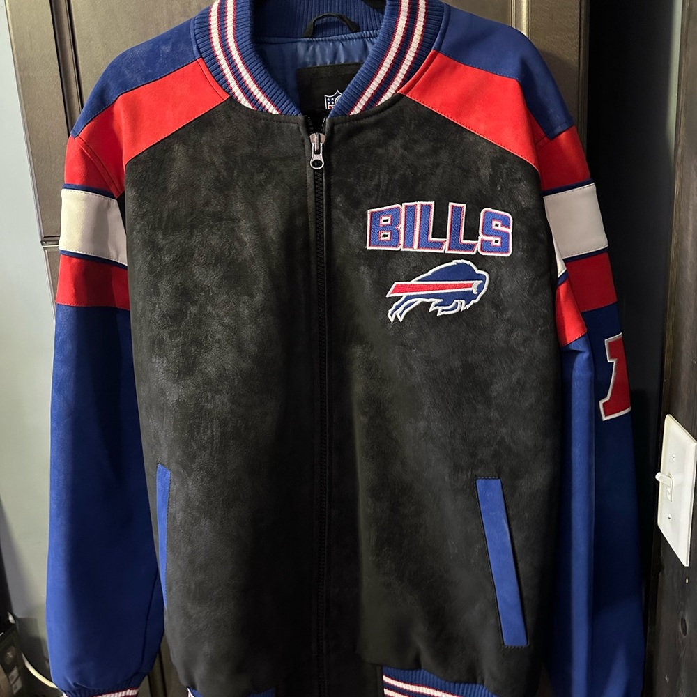 NFL Bills Bomber Jacket - Black, Red, Blue